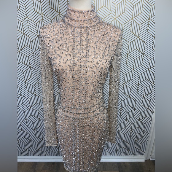 PrettyLittleThing Dresses & Skirts - Special occasion Beaded Sequin turtleneck dress mesh lining prettylittlething